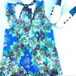 Bisou Bisou Floral Tank-style Blouse